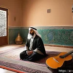 음악테라피사 자격증 교육 과정 - A serene therapy room decorated with Middle Eastern artistic elements, featuring a professional musi...